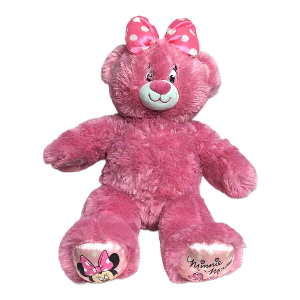 Build A Bear BAB Disney Minnie Mouse 16in Pink Teddy Bear Plush w/ Polka Dot Bow - Picture 1 of 5